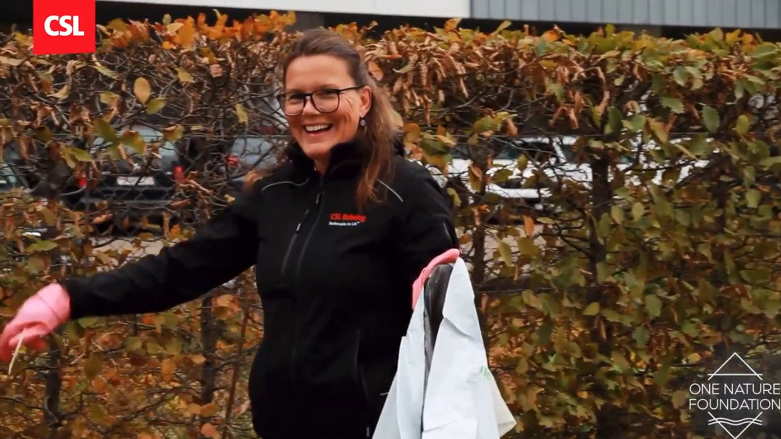 A CSL employee volunteers with One Nature Foundation on a beautification project in Bern, Switzerland.