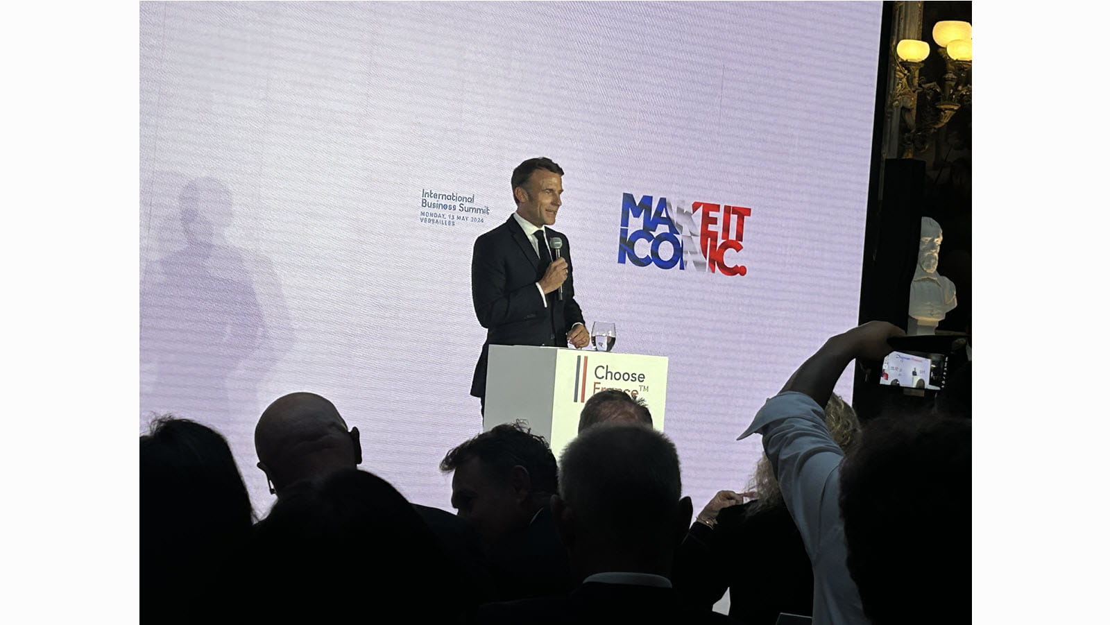 French President Emmanuel Macron at the 2024 Choose France Summit