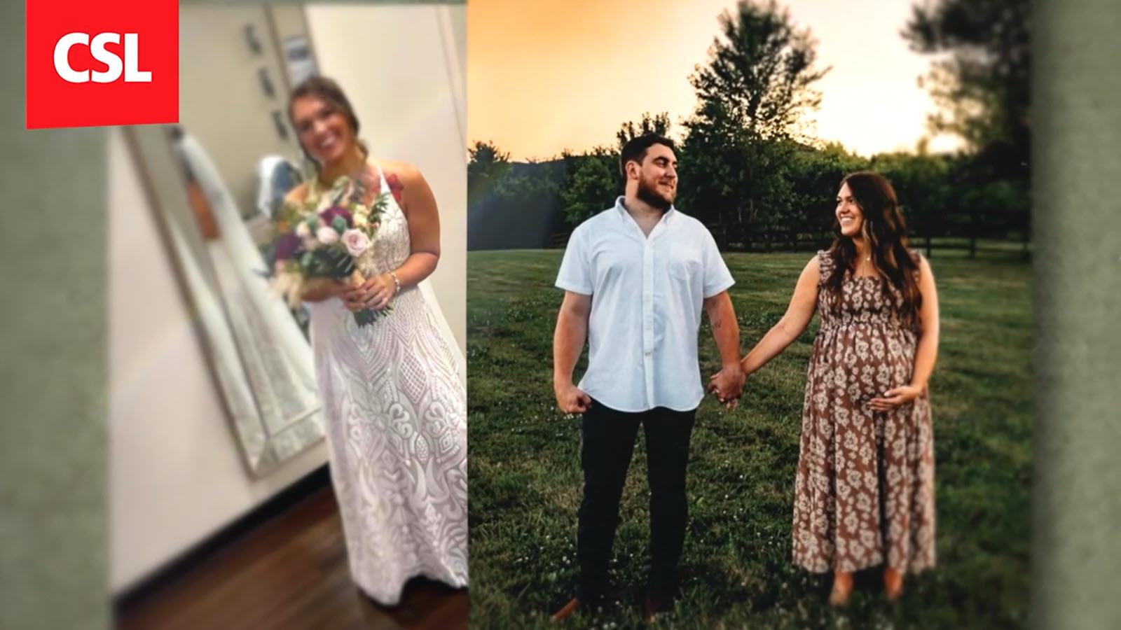 Photos of HAE patient Lexi on her wedding day and during her pregnancy