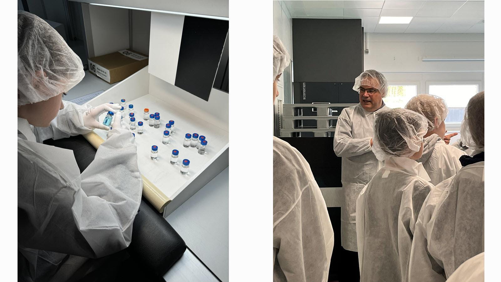 Children get a behind-the-scenes look at CSL Behring in Marburg, Germany.