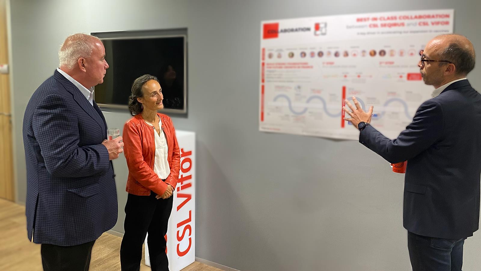 CSL CEO Paul McKenzie talks with staff in Paris.