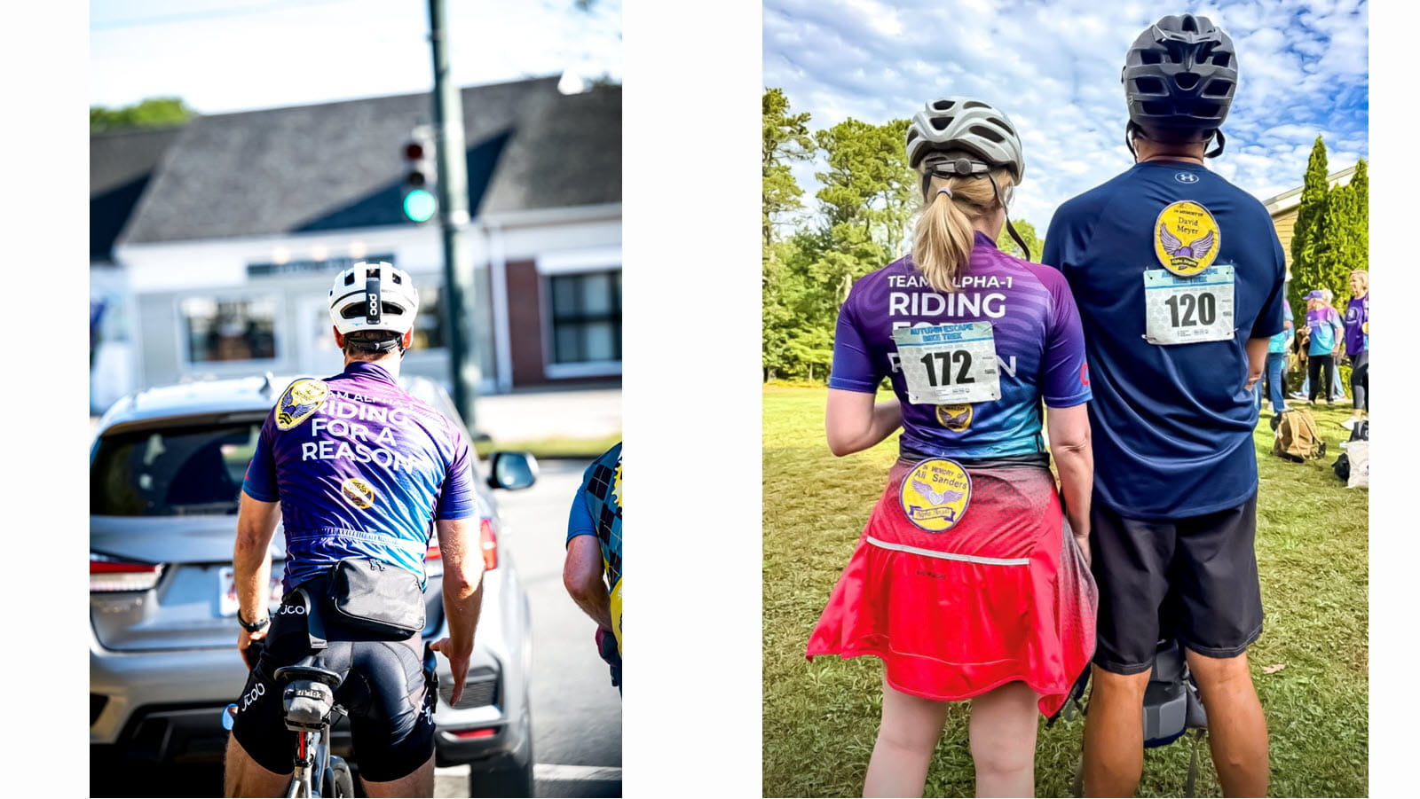 Members of Team CSL, including Phil Klara (left), Melissa Ali and husband Hameed Ali (right), wore patches recognizing Alpha Angels.