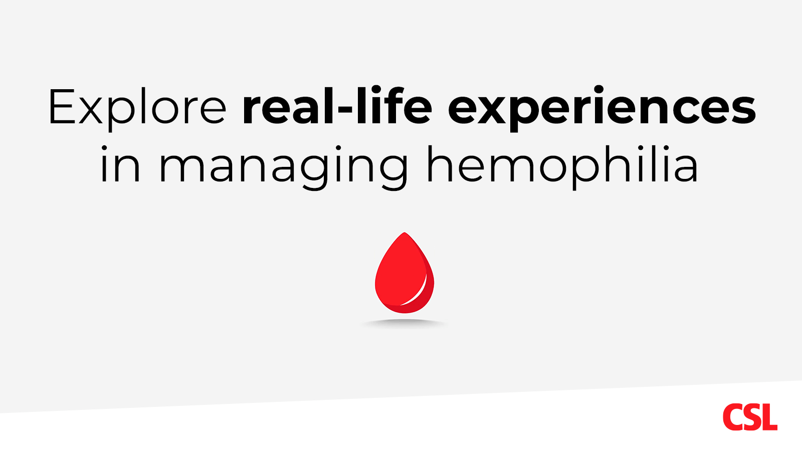 Explore real-life experiences in managing hemophilia with an illustration of a blood droplet