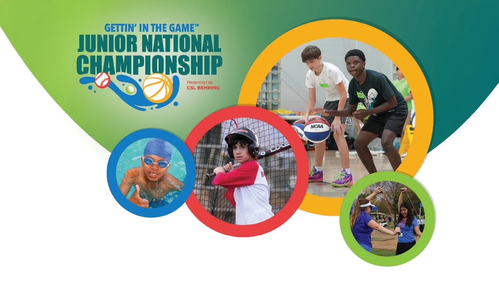 CSL Behring's Gettin' In the Game Junior National Championship for kids and teens with bleeding disorders featuring swimming, baseball, basketball and golf
