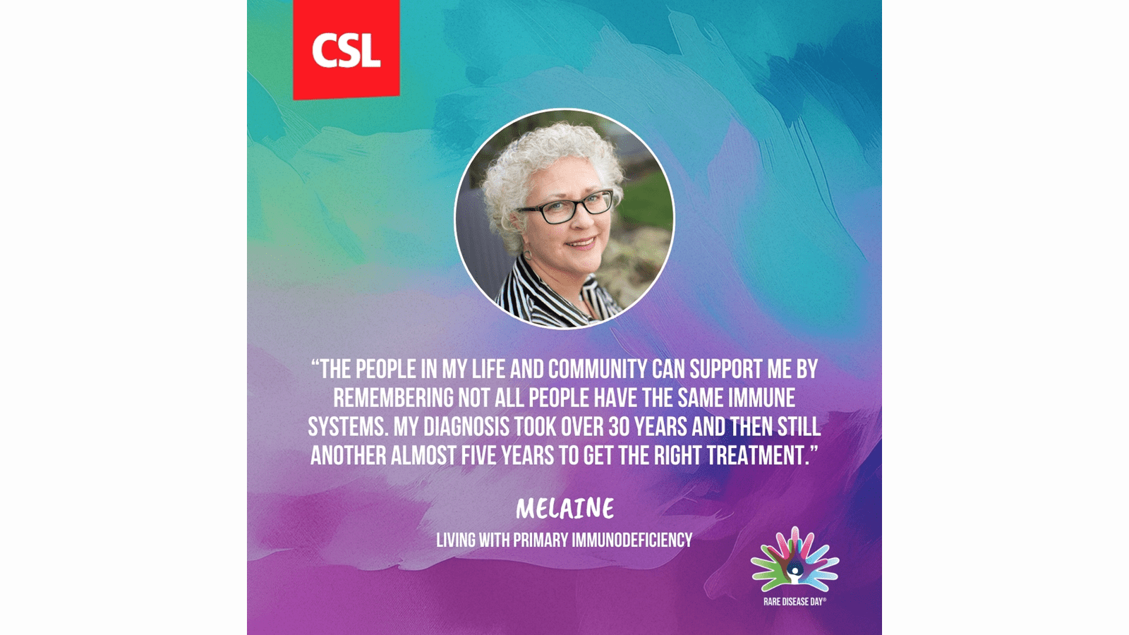 Melaine, who is living with primary immunodeficiency, says people can support her by understanding that everyone does not have the same immune system.