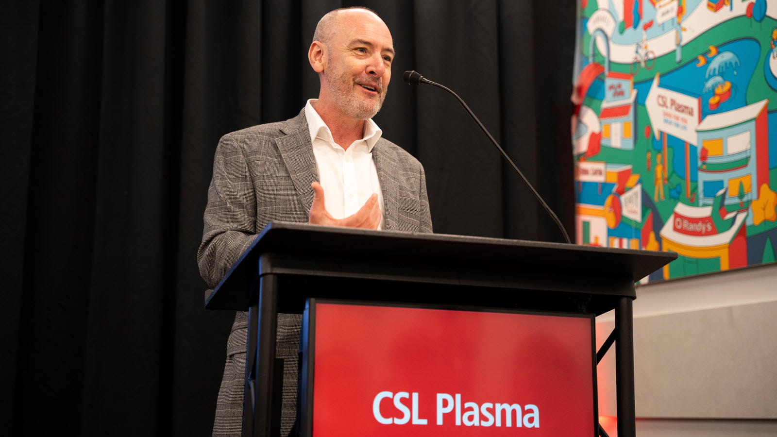 Stephen Marlow, Senior Vice President and General Manager of CSL Plasma, visits the opening of a plasma donation center in San Juan, Puerto Rico.