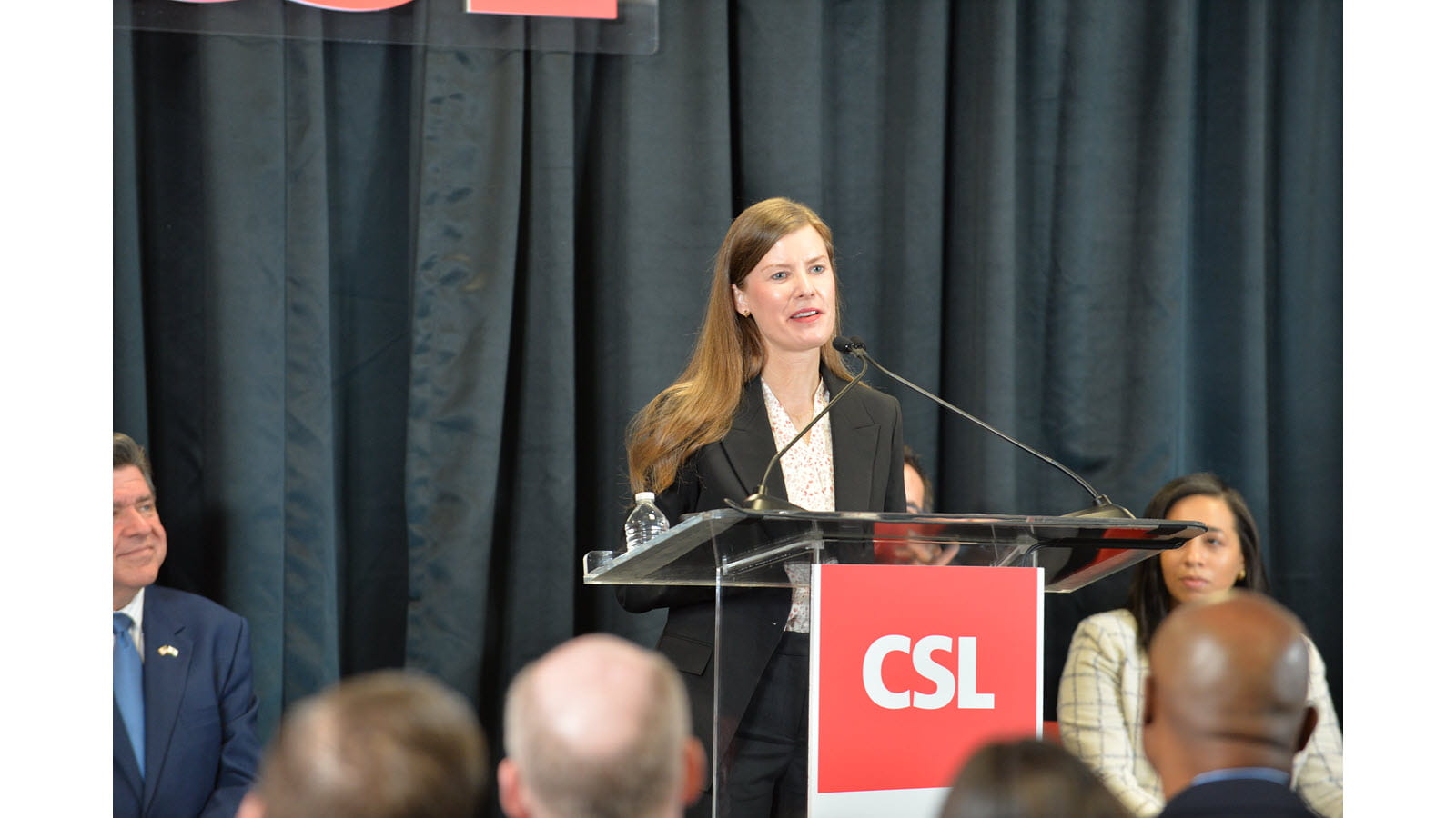 Jorey Berry, President & CEO of the Immune Deficiency Foundation, speaks at the launch event for the Kankakee expansion project.