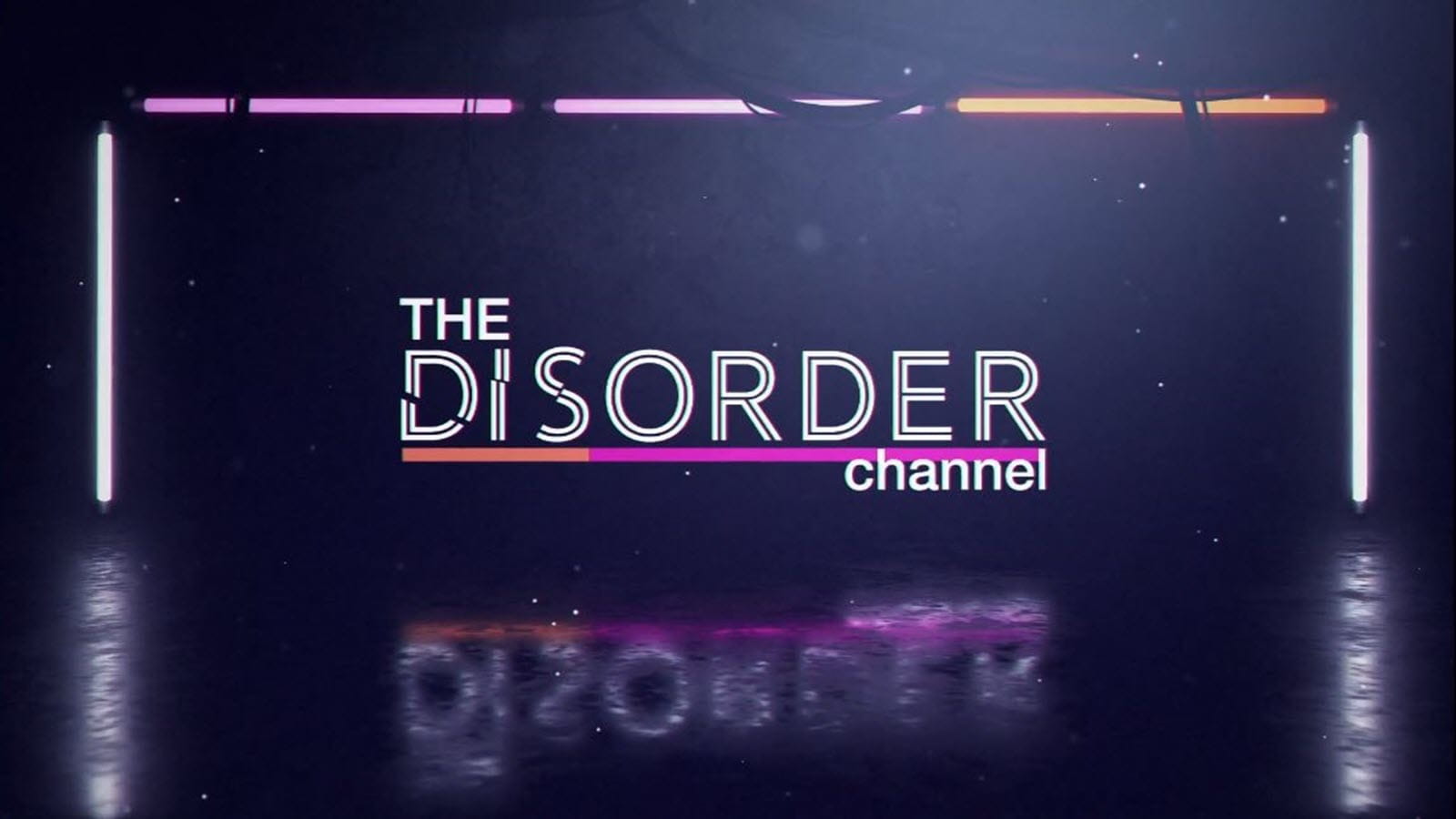 lighted logo for THE DISORDER channel on black background