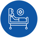 Icon graphic - person sitting in hospital bed