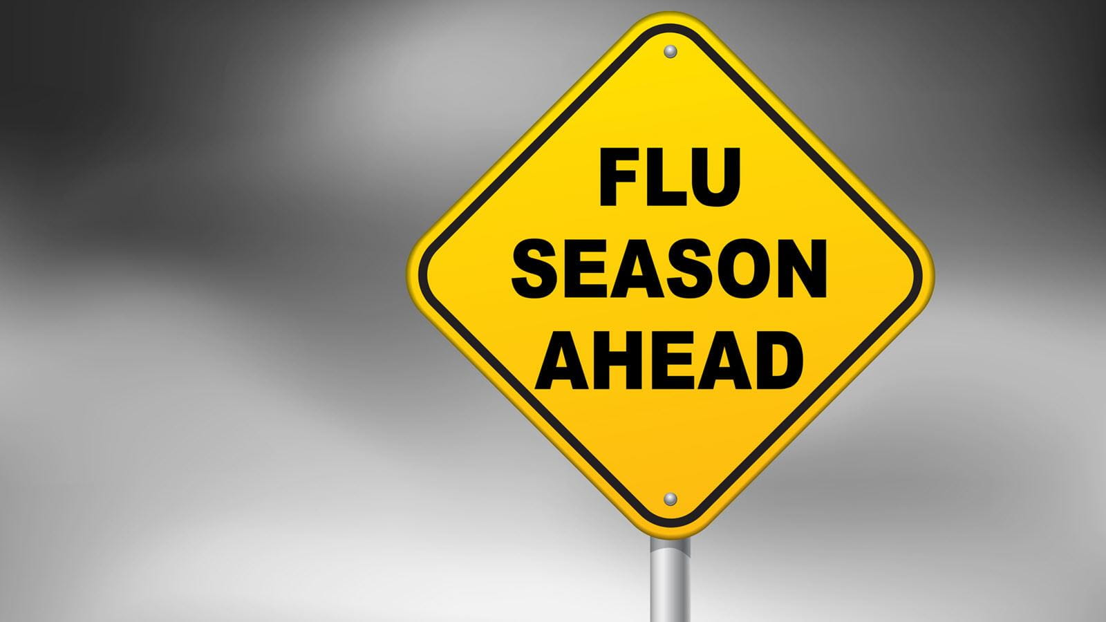 Sign that says Flu Season Ahead