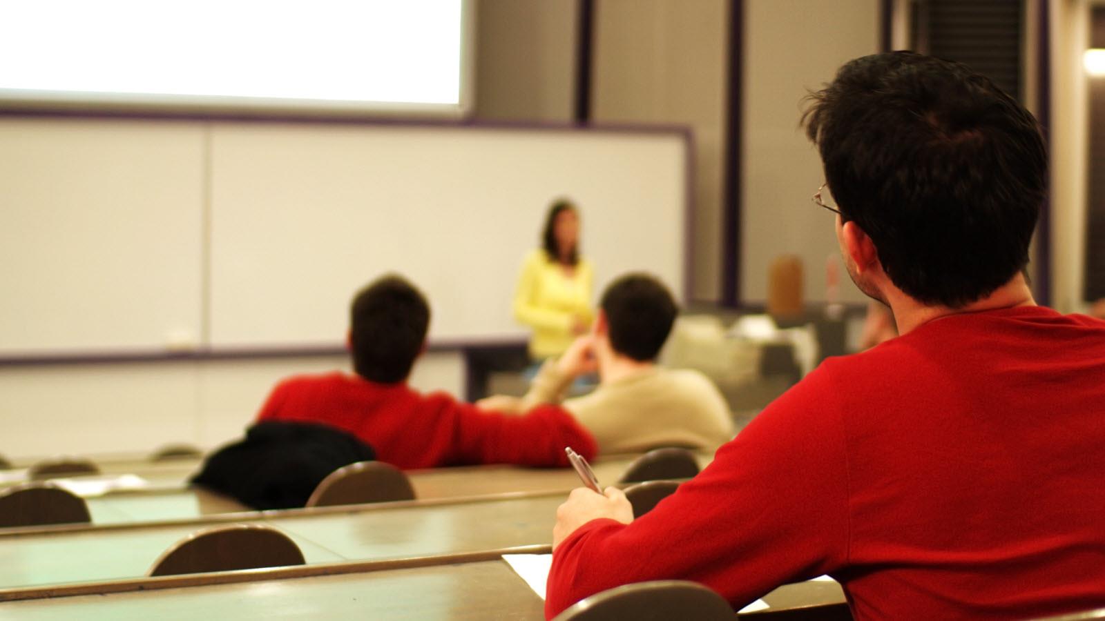 A meeting in a classroom